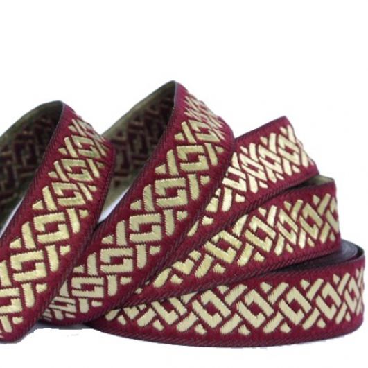 10 Mètres 35 Mm Doré Métallique Ruban Jacquard Tissé à Motif Clé