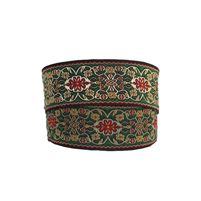 Ruban Jacquard 10 M X 35 Mm – Motif Bordure Impériale Orange Et Marron, Pour Couture Décoration
