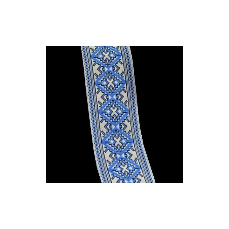 Galon ethnique Brodé Jacquard motif bleu