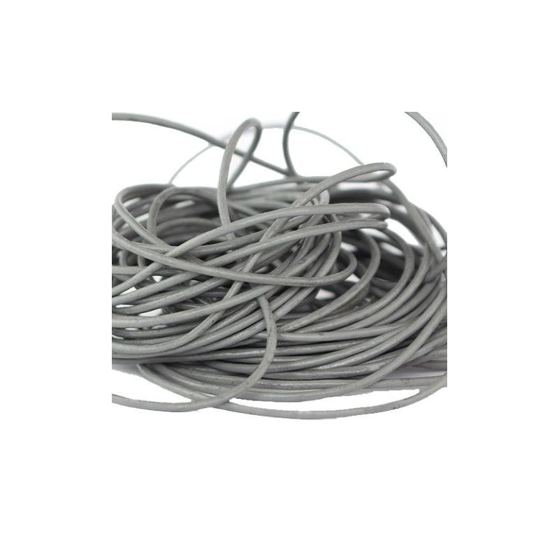 1m Cordon gris en cuir véritable 2mm