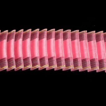 Ruban plisse satin rose avec bordure organza [20mm]