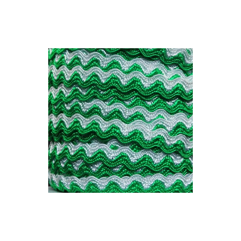 Ruban croquet bicouleur vert et blanc 5 mm (envergure de 8 mm)