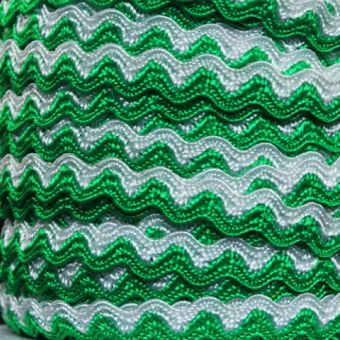 Ruban croquet bicouleur vert et blanc 5 mm (envergure de 8 mm)